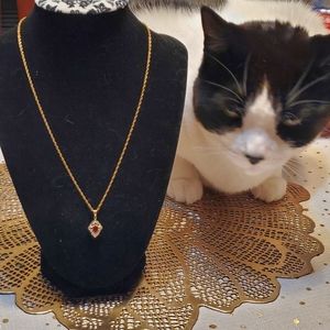 14k stamped Necklace & 14k diamond ruby pendant